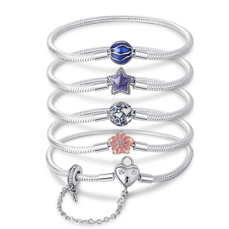 

925 Sterling Silver Love Star Charm Bead Fit Original Pandora Bracelet for Women Trendy Fine DIY Birthday Anniversary Jewelry