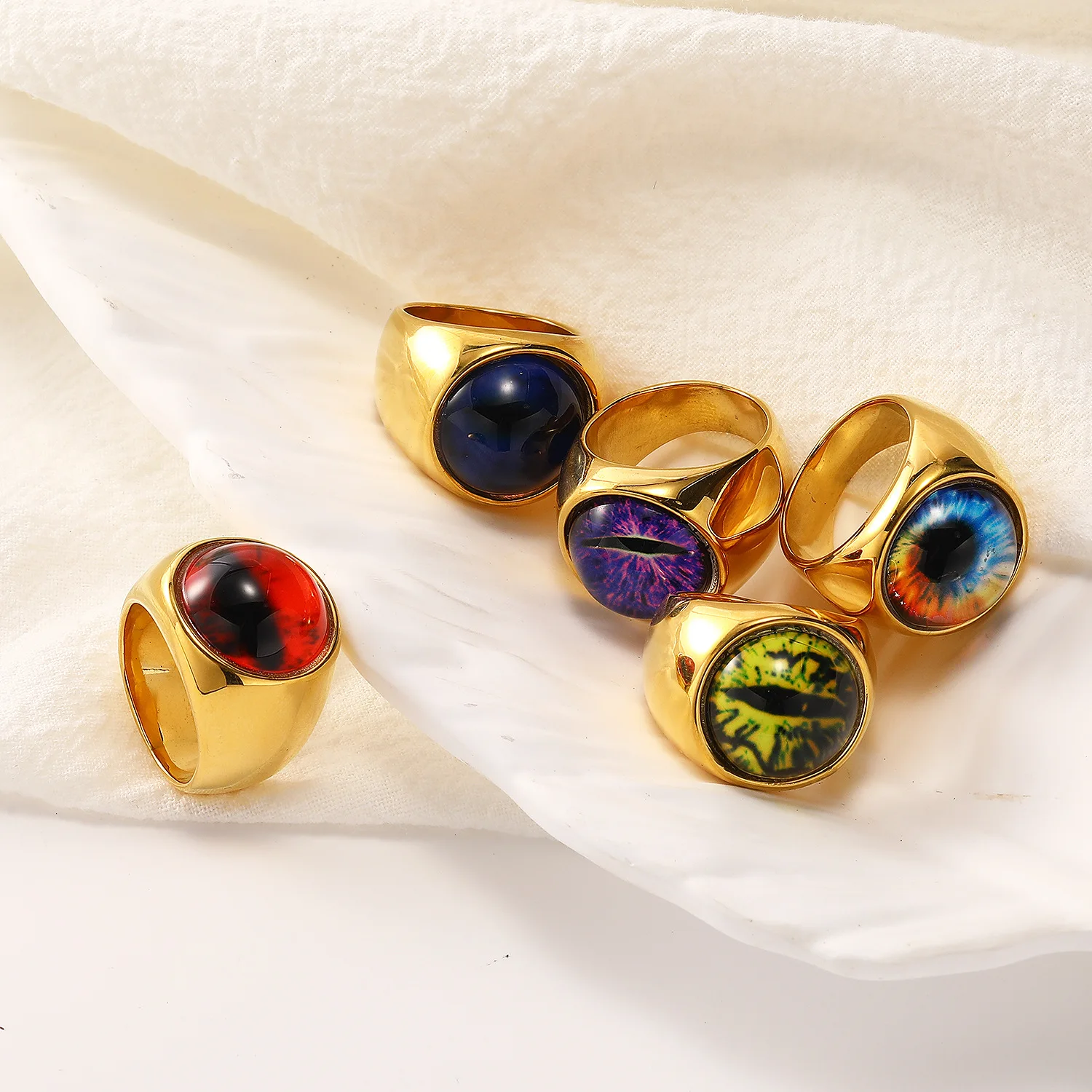 

316L Stainless Steel Jewelry For Women Gift Fashion Devil's Eye Wedding Rings With Glass Accessories Anillos Mujer Bague Femme