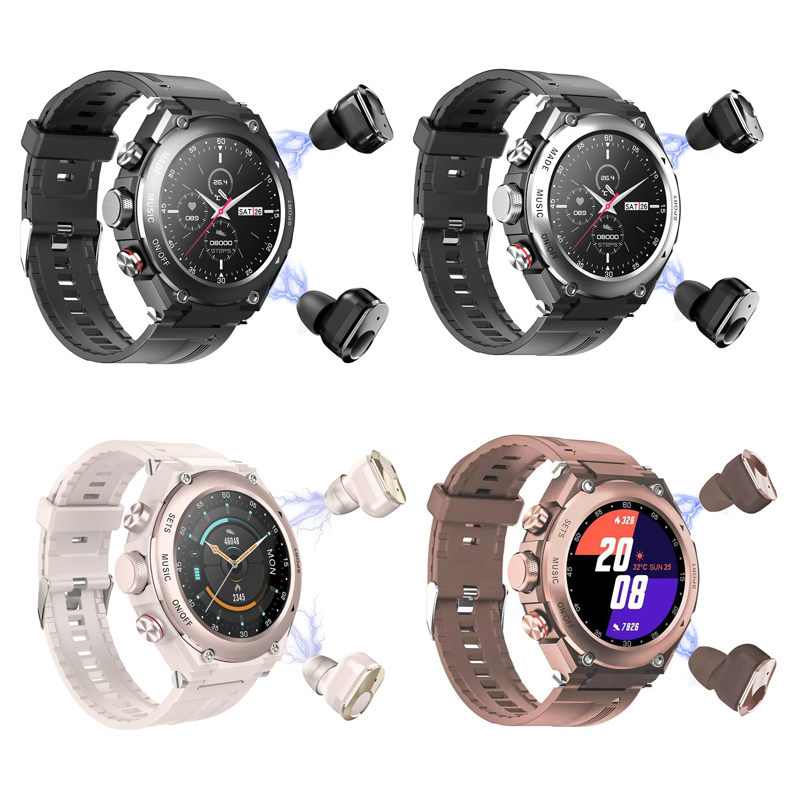 

Спортивные часы T92 с сенсорным экраном, умный браслет с USB, мониторинг пульса и артериального давления, спортивный трекер для кемпинга
