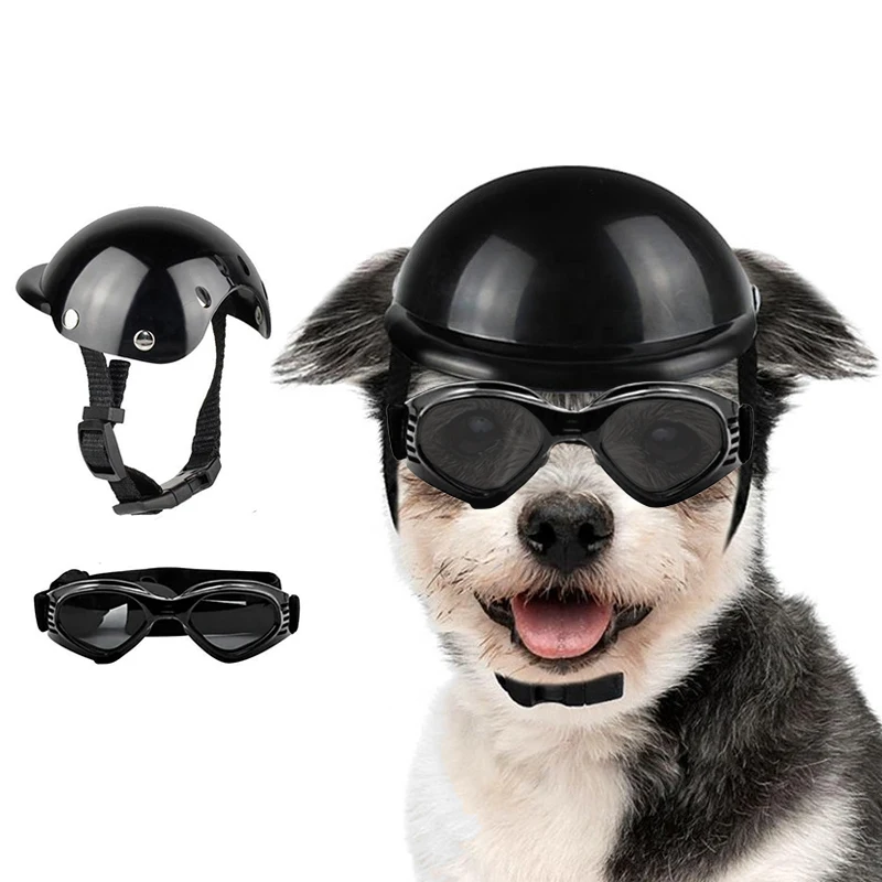 

Puppy Hat Cat Dog Helmet Glasses Suit For Motorcycle Biker Helmet Adjustable Shoulder Straps Fashion French Bulldog Cup Pet Item