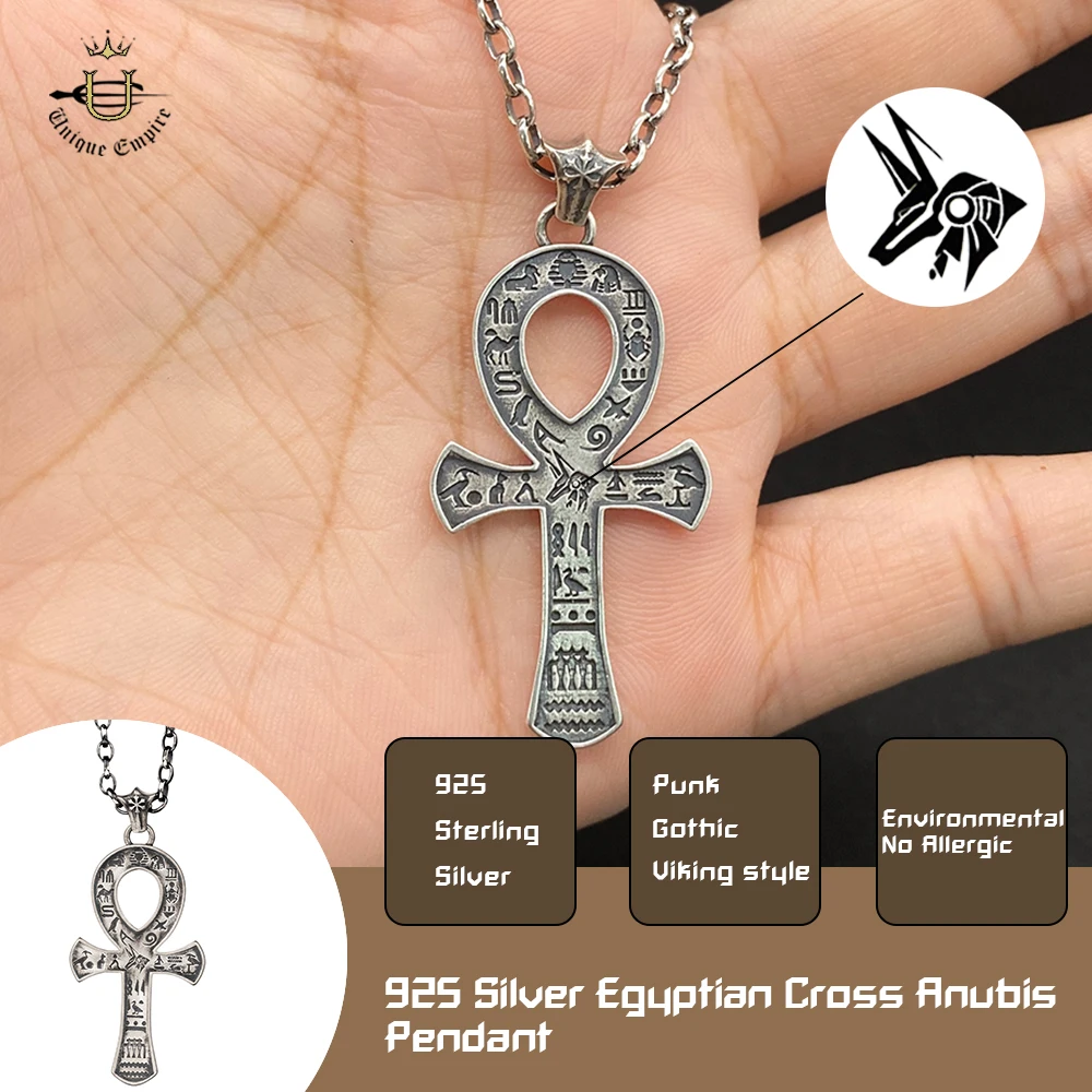 Стерлингового Серебра 925 древний египетский крест кулон Египет Анубис Анка