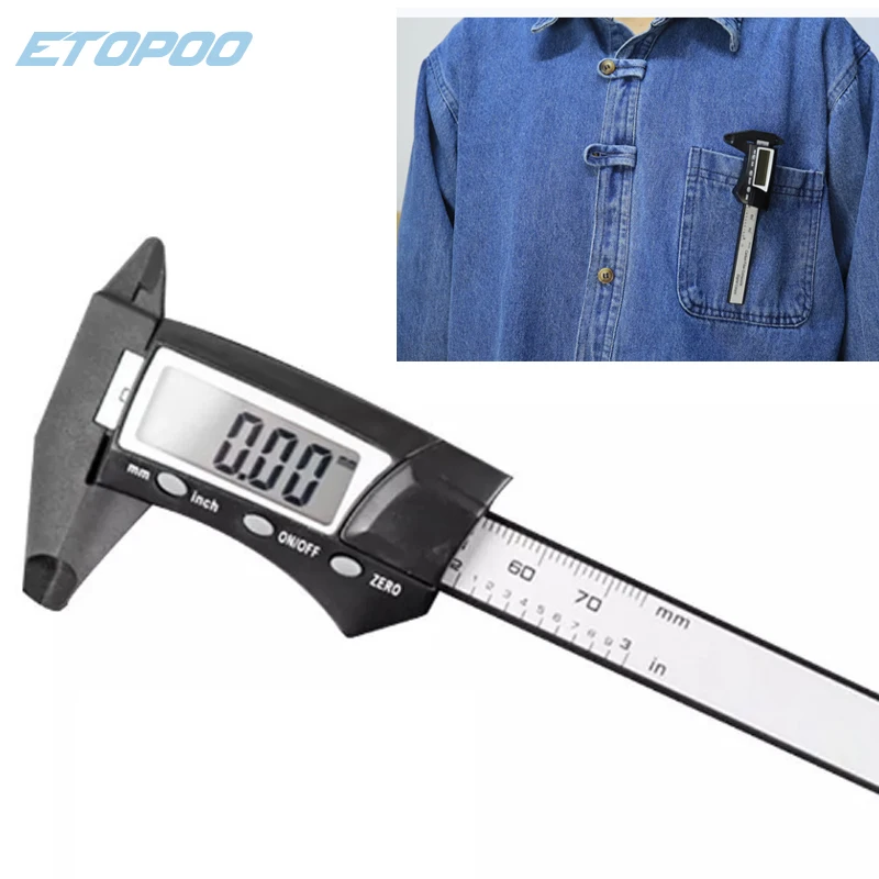 

Компактный Карманный пластиковый цифровой штангенциркуль, 0-70 мм, штангенциркуль с нониусом, слайдер, датчик толщины драгоценных камней