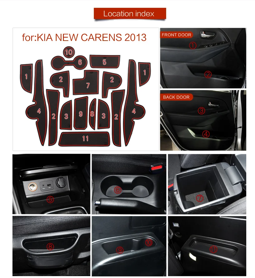 Пылезащитный коврик для Kia Carens EX Rondo RP 2013 ~ 2019 2014 2015 2016 2017 2018 внутренний резиновый