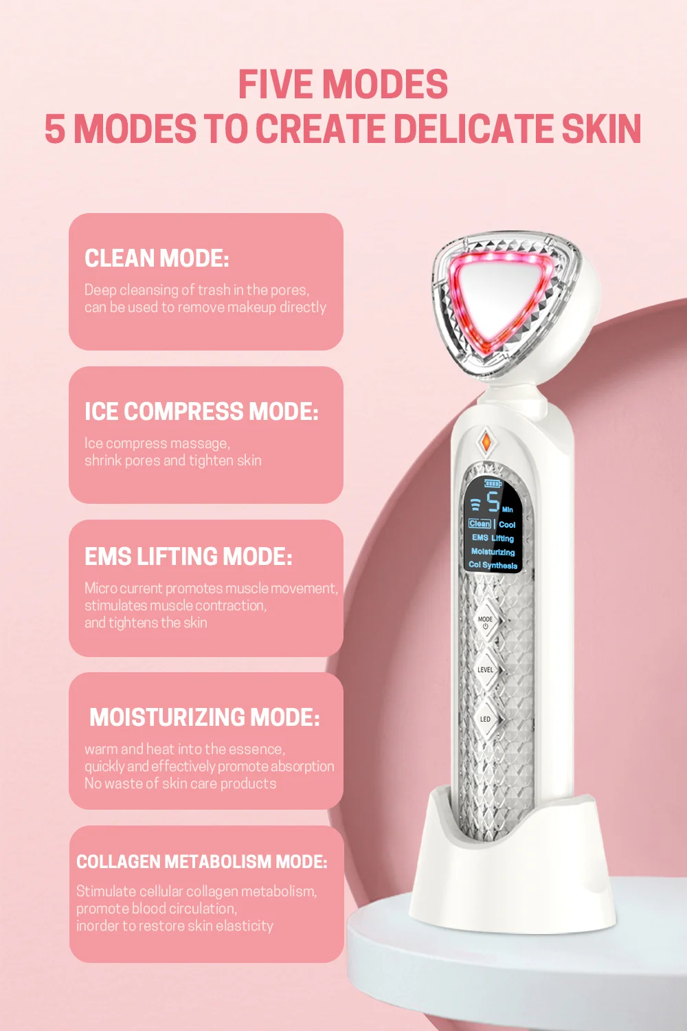 Facial Massager RF Face Lift Device LED Radio Frequency Skin Rejuvenation Wrinkle Removal Face Lifting Neck Slimmer Machine images - 6