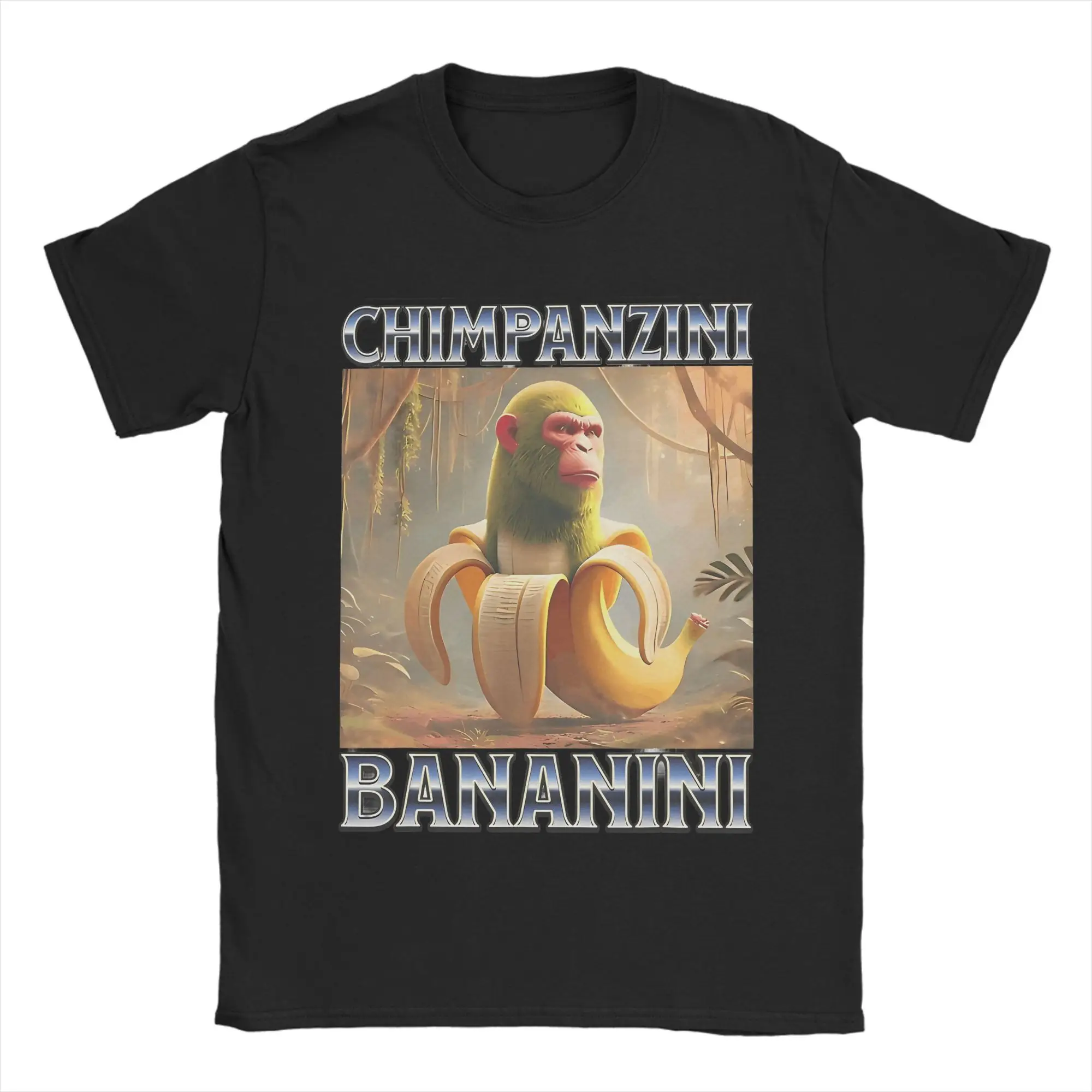 Мужская и женская футболка с принтом Chimpanzini Bananini, забавная итальянская футболка с мемом Brainrot, футболки из чистого