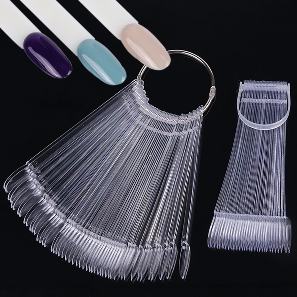 50Pcs Nail Swatches Oval Round Tips For Display Samples Gel Polish Palette Color Chart Manicure Practicing Tools NTA23-1 - купить по
