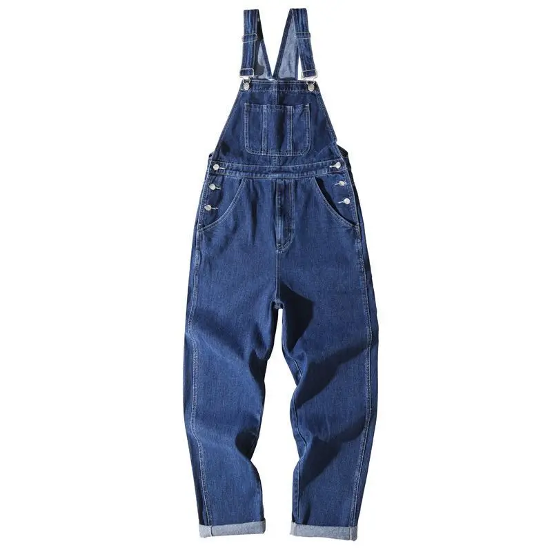 5Xl Denim Suspender Pants Men Straight Baggy Jumpsuit Blue Jeans Spring Summer Overalls Oversized Korean Fashion Man Y2K Clothes