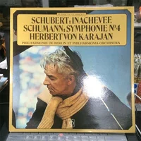 Old 33 RPM 12 inch 20 cm Vinyl Records LP Disc Karajan Conductor Schubert Schumann Symphony No. 4 World Classic Music Used