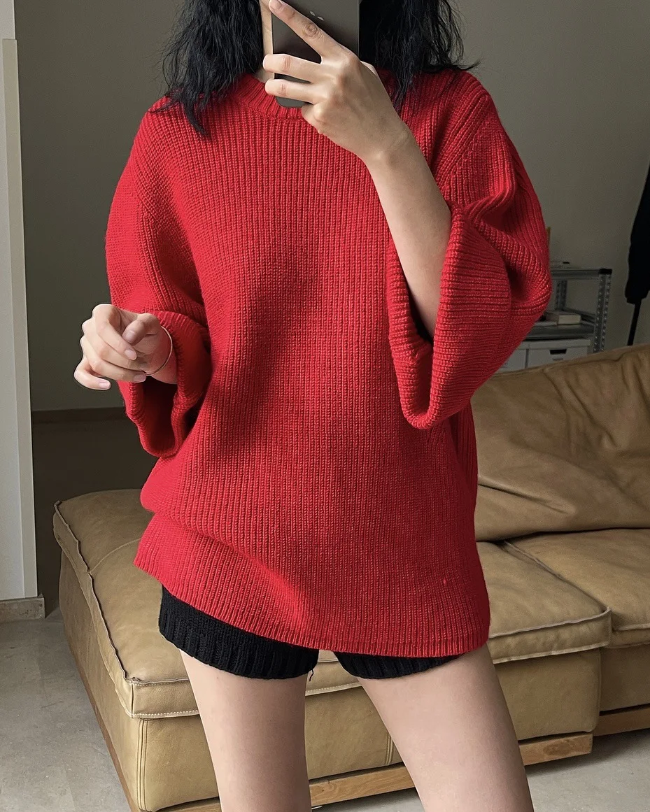 new woman 3/4 length sleeves sweater