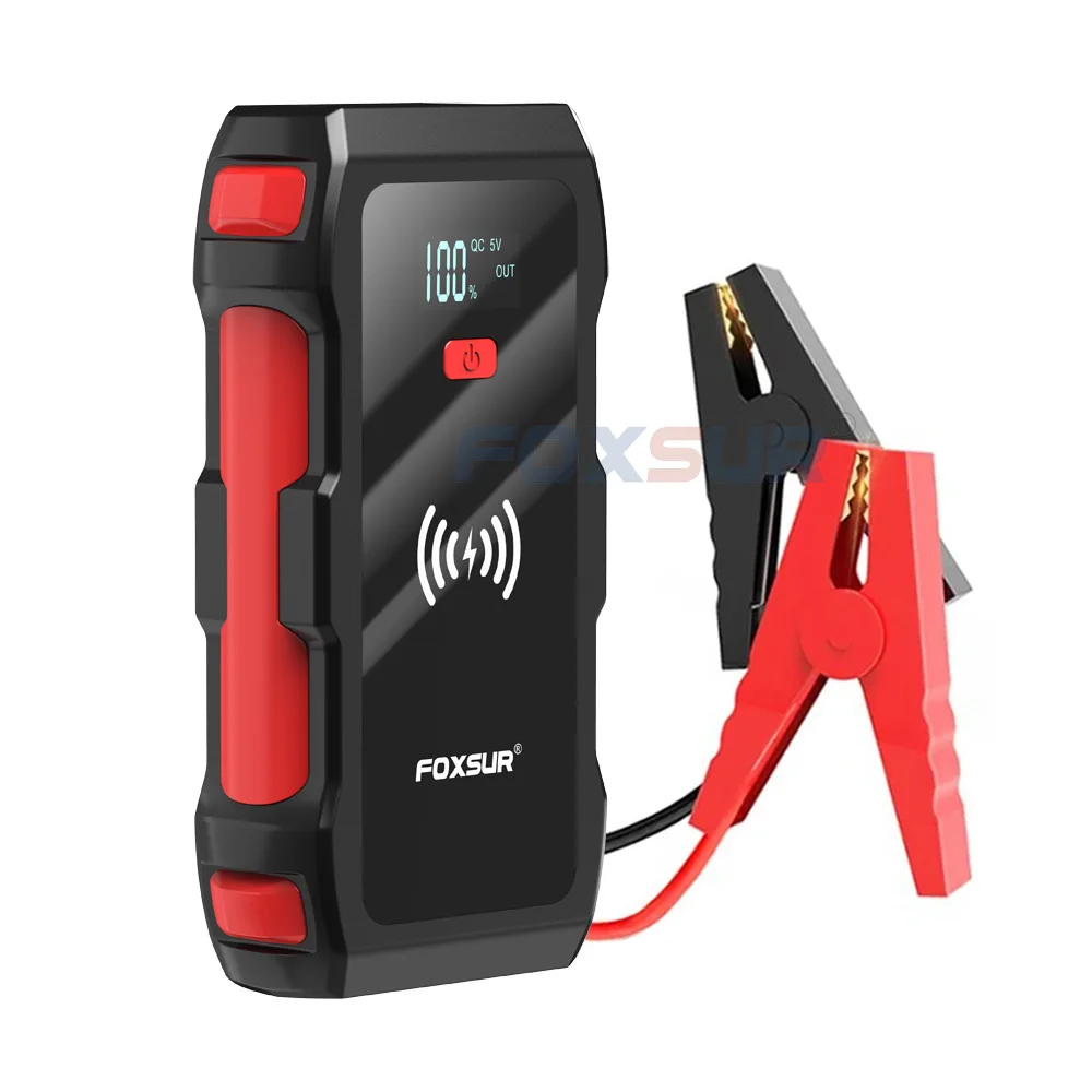 

26800mAh Car jump Starter 800A Peak Current Motorcycle Car Emergency Start Power Supply with Wireless Charging Battery Booster