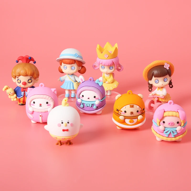 

Super Cute Cartoon Small Ornaments Decoration PVC Soft Glue Cake Keychain Decoration Home Decors Craft Car Accessories Gifts