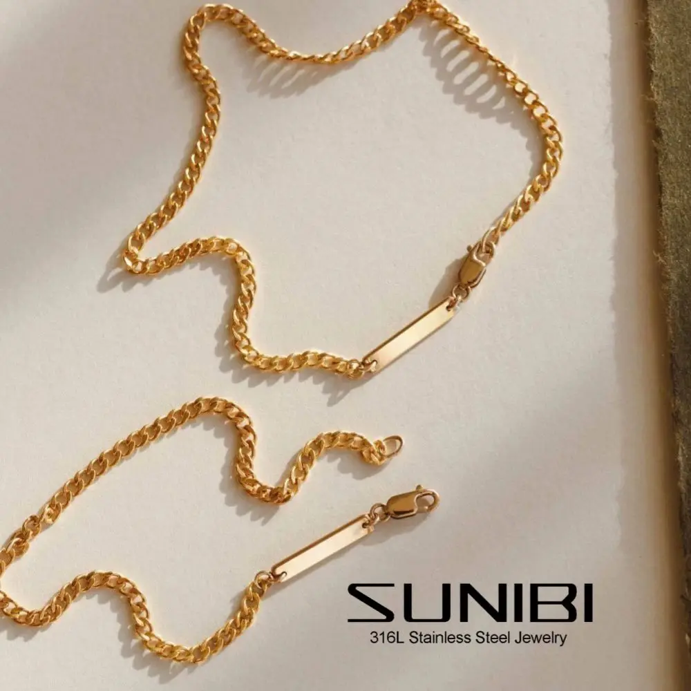 

2022 New Trendy Dainty Stainless Steel Bracelet for Women 14K Gold Cuban Chain Punk Bracelets for Girls Charms Jewelry Wholesale