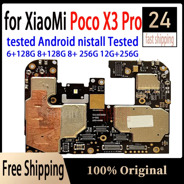 Original Unlocked For XiaoMi Poco X3 Pro Motherboard Circuit Board 6GB 8GB RAM 128GB 256GB ROM Full Chips Logic Board Working 2