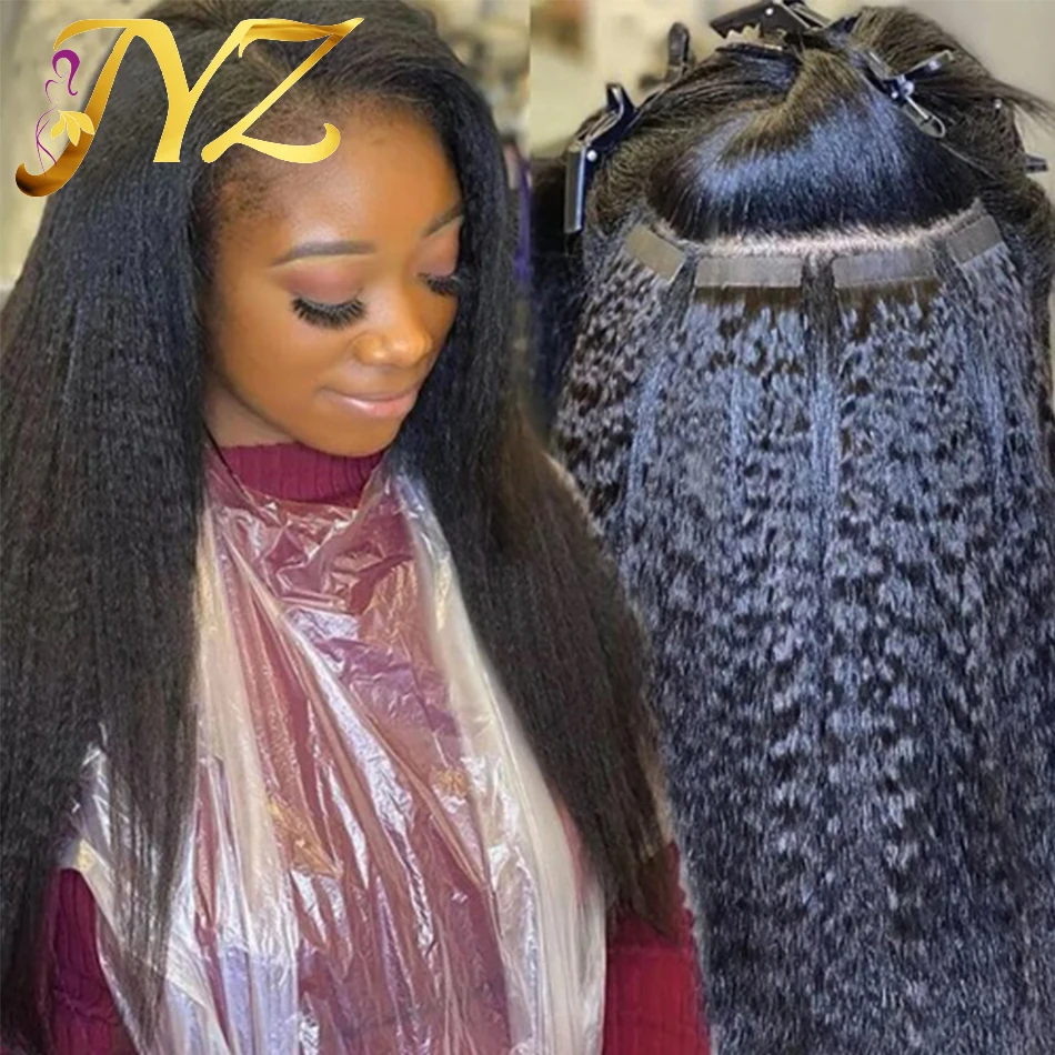 

Kinky Straight Tape In Human Hair Extensions For Black Women Microlink Indian Tape In Coarse Yaki Straight Human Hair Extension