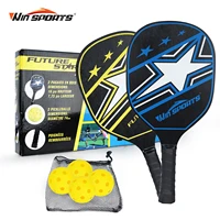 win sports wooden pickleball paddles set 2 beginner racketpickle ball paddles with 2 paddles4 balls and 1 carry bag