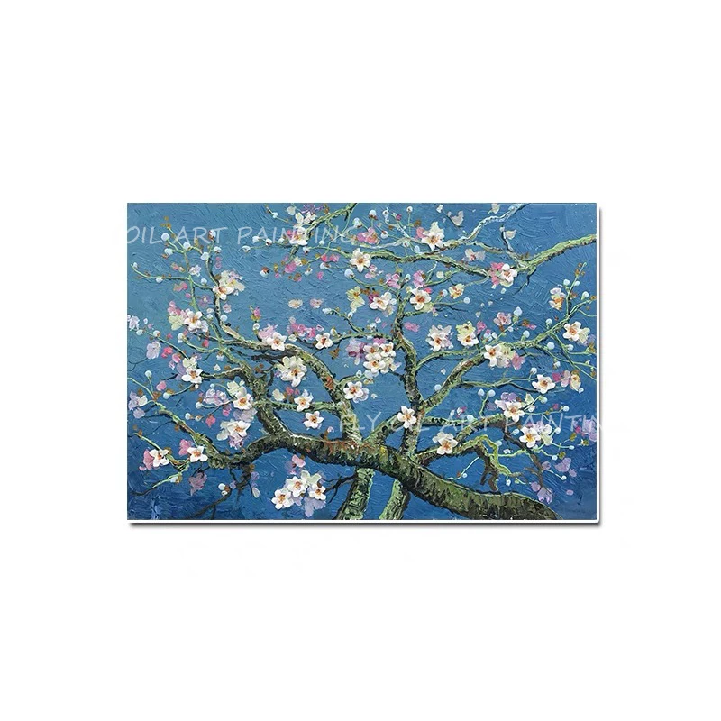 100% ручная работа Цветочное дерево красивое растение роспись синий холст толстые