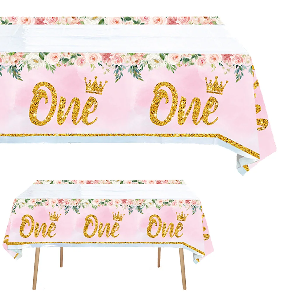 

Tablecloth Decorations First Happy Birthday Party Supplies Disposable Table Cover Baby Shower 1 Year Old Birthday Party Favors
