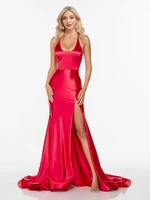 lucyinlove satin slit scoop sleeveless prom dress ball formal party evening dresses for women
