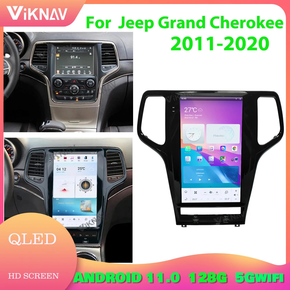 

Автомобильный мультимедийный плеер Qualcomm для Jeep Grand Cherokee 2011-2020, Android 11, радио 128 ГГц, авто стерео, GPS-навигация, сенсорный экран