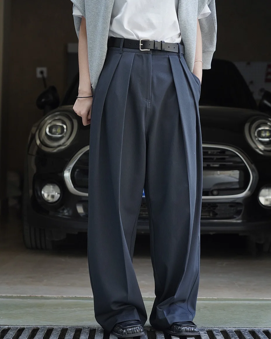 new woman straight classic trousers with folds