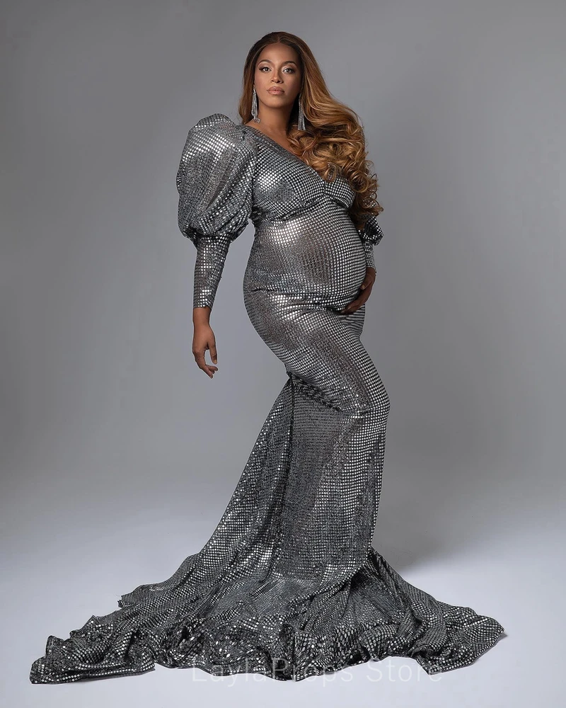 Maternity Dresses For Photo Shoot Sexy Shiny Luxury Goddess Bodysuit Rhinestone Baby Showers Pregnany Party Birthday Outfits