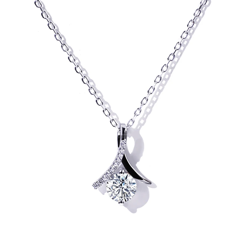 

Tianyu Gems 1 Carat Moissanite Diamonds Silver 925 Necklaces Women 6.5mm Round White Sparkle Gemstones Pendant Wedding Necklace