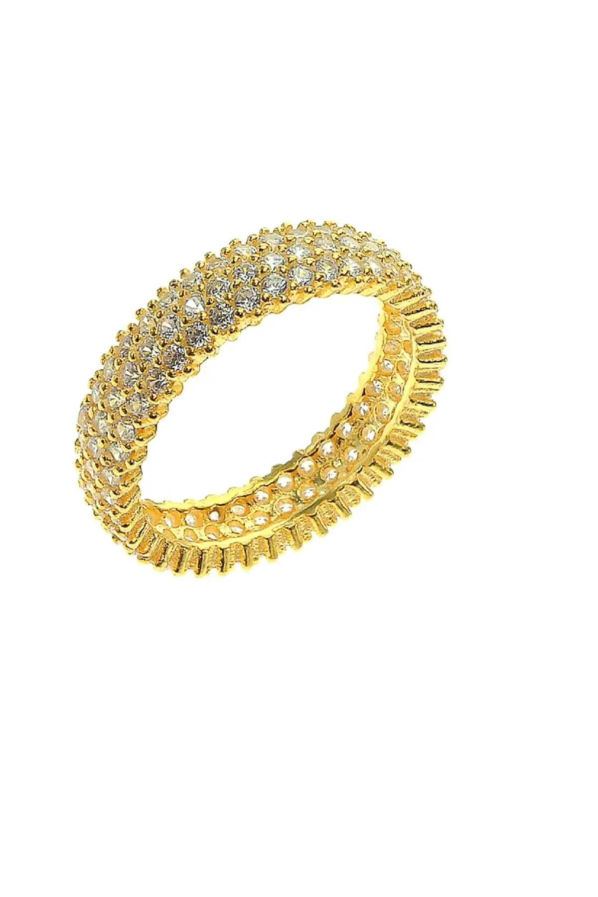 

Unique rings for women Gold Color Full Ring Three Row Zircon Stone Ring 925 Sterling Women's Sterling Silver Ring female ring fa