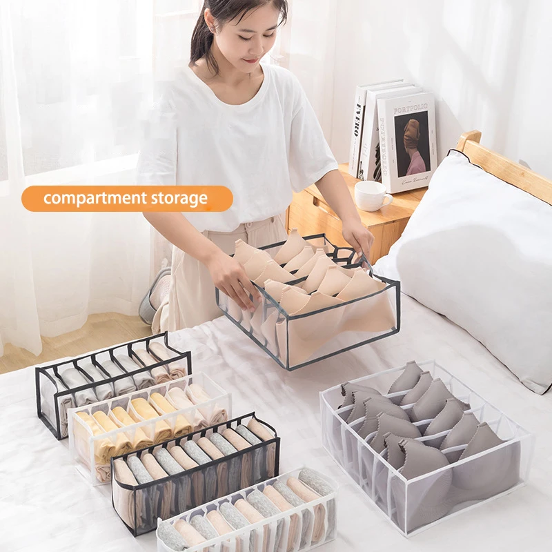 

Foldable Drawer Storage Organizer Divider Boxes Closet Socks Bra Underwear Sorting Box Wardrobe Clothes Storage Organizers Sets