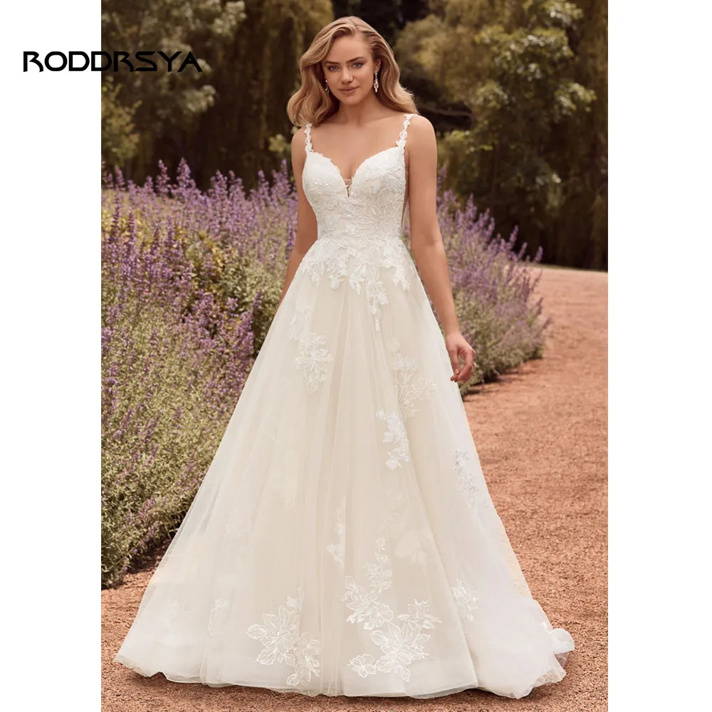 Женское свадебное платье на бретельках RODDRSYA