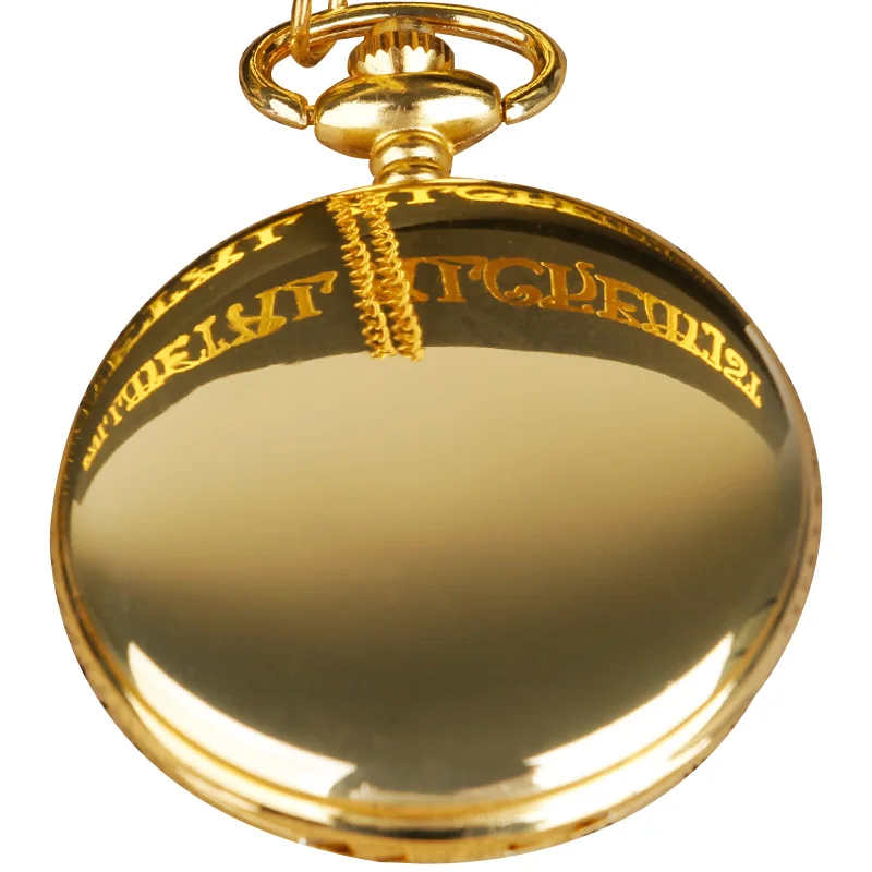 10pcs Luxury Gold Half Hunter Quartz Pocket Watches For Men Women Arabic Numerals Display Clock With Chain Pendant Gifts