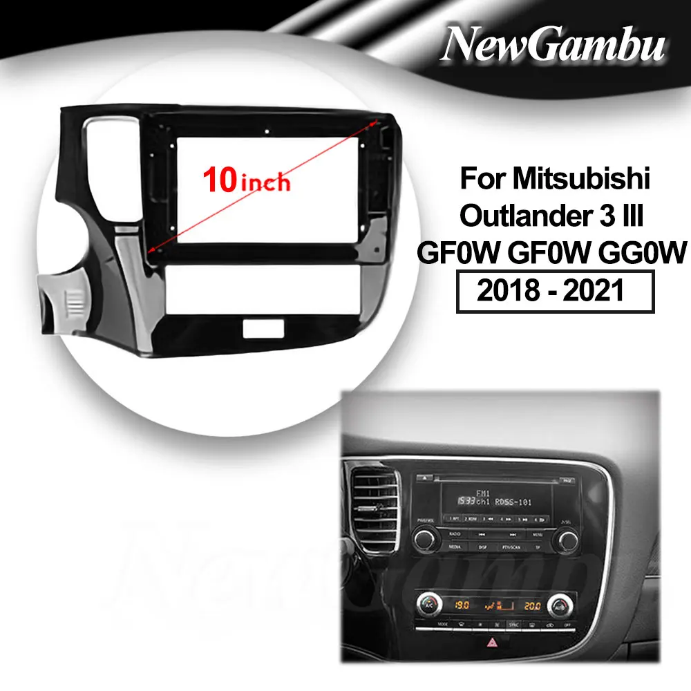 10inch 2Din Car DVD Frame Audio Fitting Adaptor Dash Trim Kits Facia Panel For Mitsubishi Outlander 3 GF0W GG0W 2012 - 2021 Left купить по