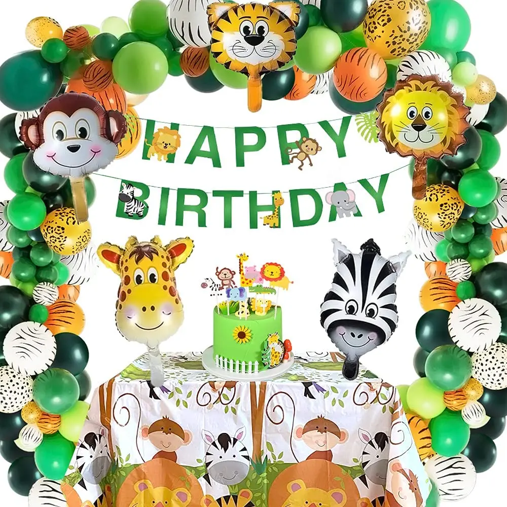 

Safari Birthday Decorations Balloons Wild Jungle Theme Party Supply Animal Garland Kit Baby Shower Decor Balloon for Boy Monkey