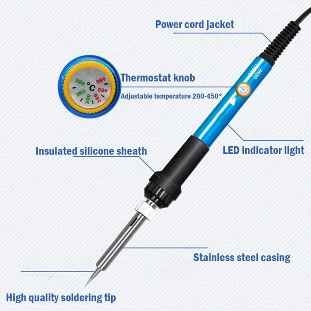 Электрический паяльник 7 в 1 60 Вт с регулируемой температурой