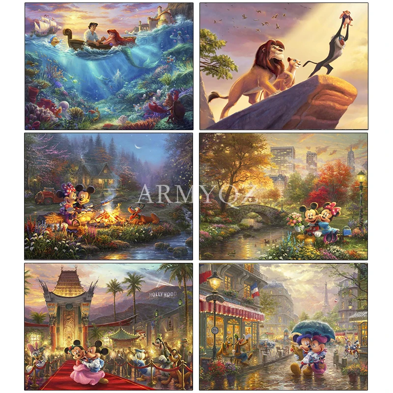 

Алмазная живопись Disney, мультяшная Русалка, полностью круглая Алмазная мозаика, вышивка крестиком, украшение для детской комнаты «сделай са...