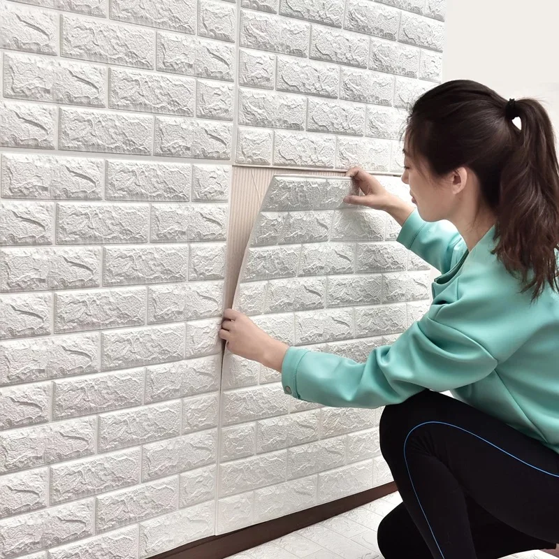 

10pc 77*70cm 3D Wall Sticker Imitation Brick Bedroom Waterproof Self-adhesive Wallpaper For Living Room TV Backdrop Decor