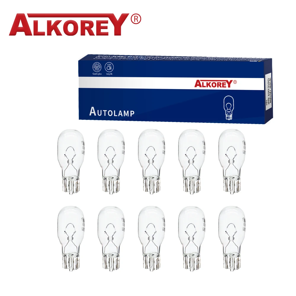 Alkorey-luz blanca cálida para Interior de coche, bombillas halógenas para instrumentos, 10 piezas, W16W, T15, 12V, 16W