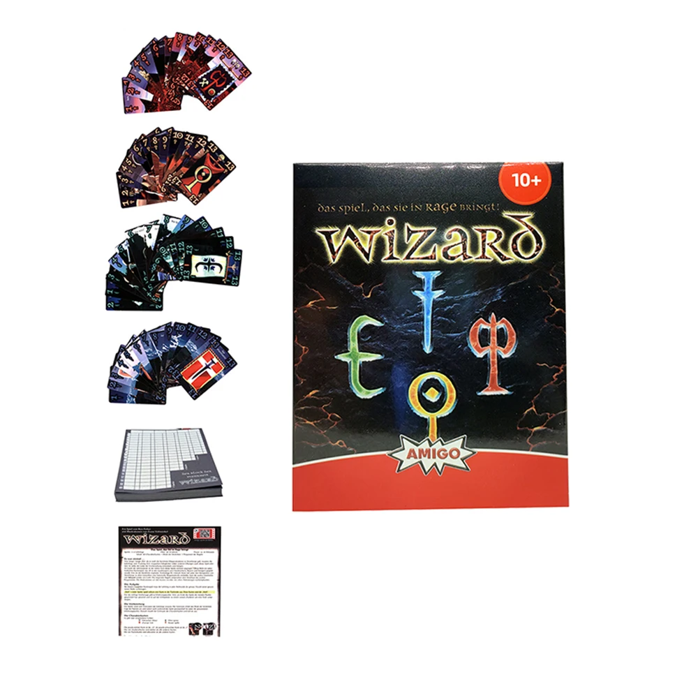 

Wizard Card Board Game German English French Greek Italian Bulgarian Lithuanian Rules Strategy Card Games for 3 To 6 Players