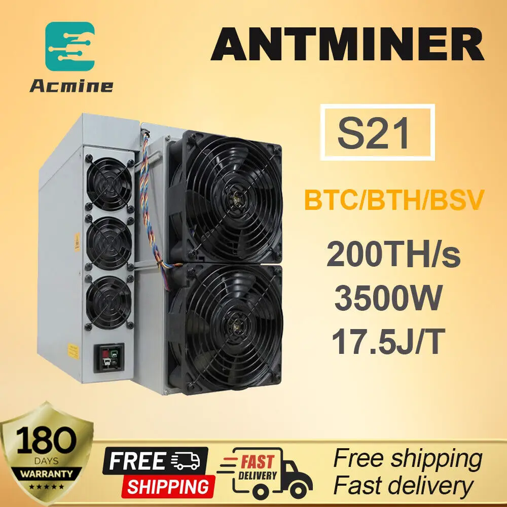 JE КУПИТЬ 2 ПОЛУЧИ 1 БЕСПЛАТНО Bitmain S21 200T Antminer 3500 Вт Asic Bitcoin Miner с Apw17 Apw 171215 Псу