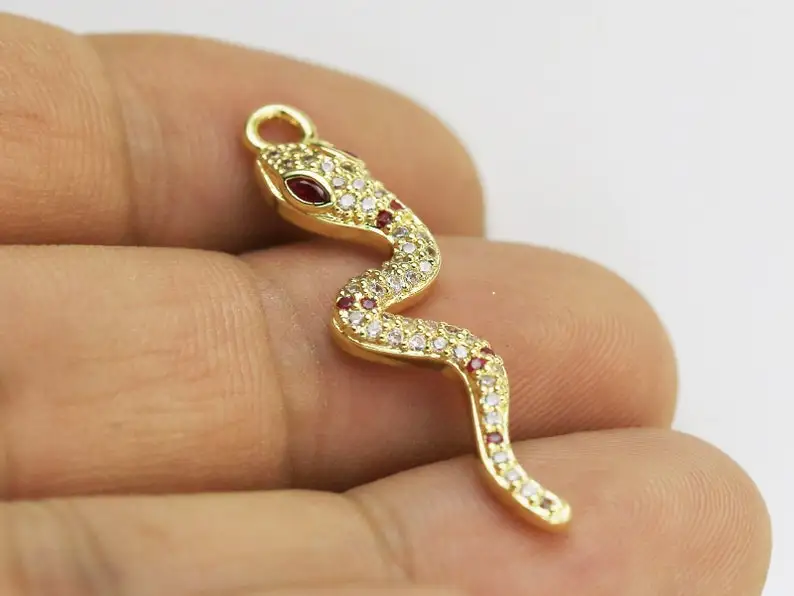 2 шт. Изящные подвески в виде змеи из фианита, съемные подвески для сережек, 35,2x8,6 мм, подвеска для ожерелья, изготовление ювелирных изделий-G1033