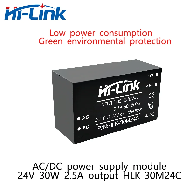 

Free shipping Hi-Link AC-DC 24V 30W 1.25A output HLK-30M24C Smallest volume high reliability high safety isolation