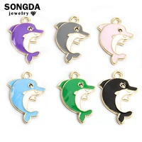 enamel silver plated dolphin charms pendant for jewelry crafts accessories fashion diy making necklace earrings handmade finding