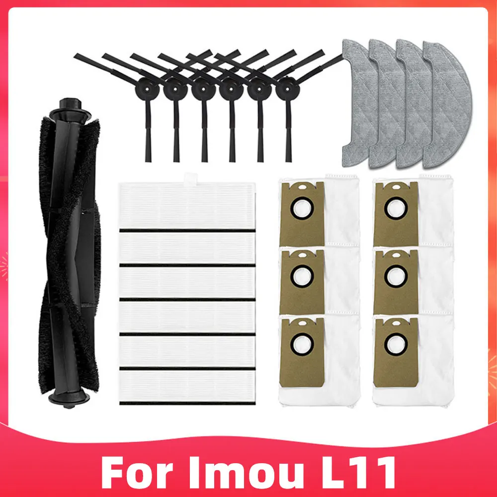 

Replacement for Imou L11 Robot Vacuum Cleaner Spare Parts Accessories Main Brush Side Brush Hepa Filter Mop Rag Dust Bag
