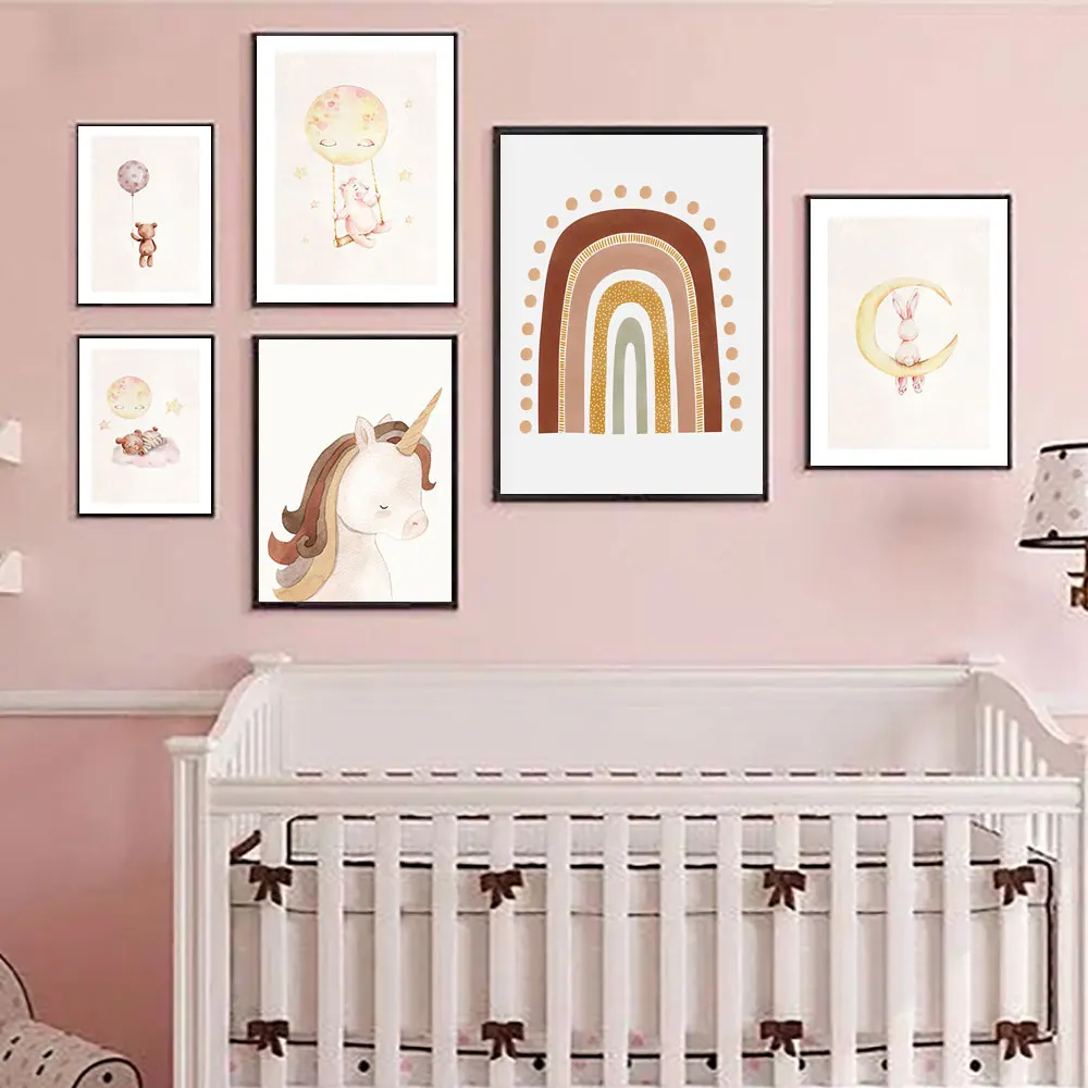 

Alphabet Personalised Custom Name Baby Poster Animal Canvas Painting Boho Art Print Nursery Wall Picture Kids Bedroom Home Decor