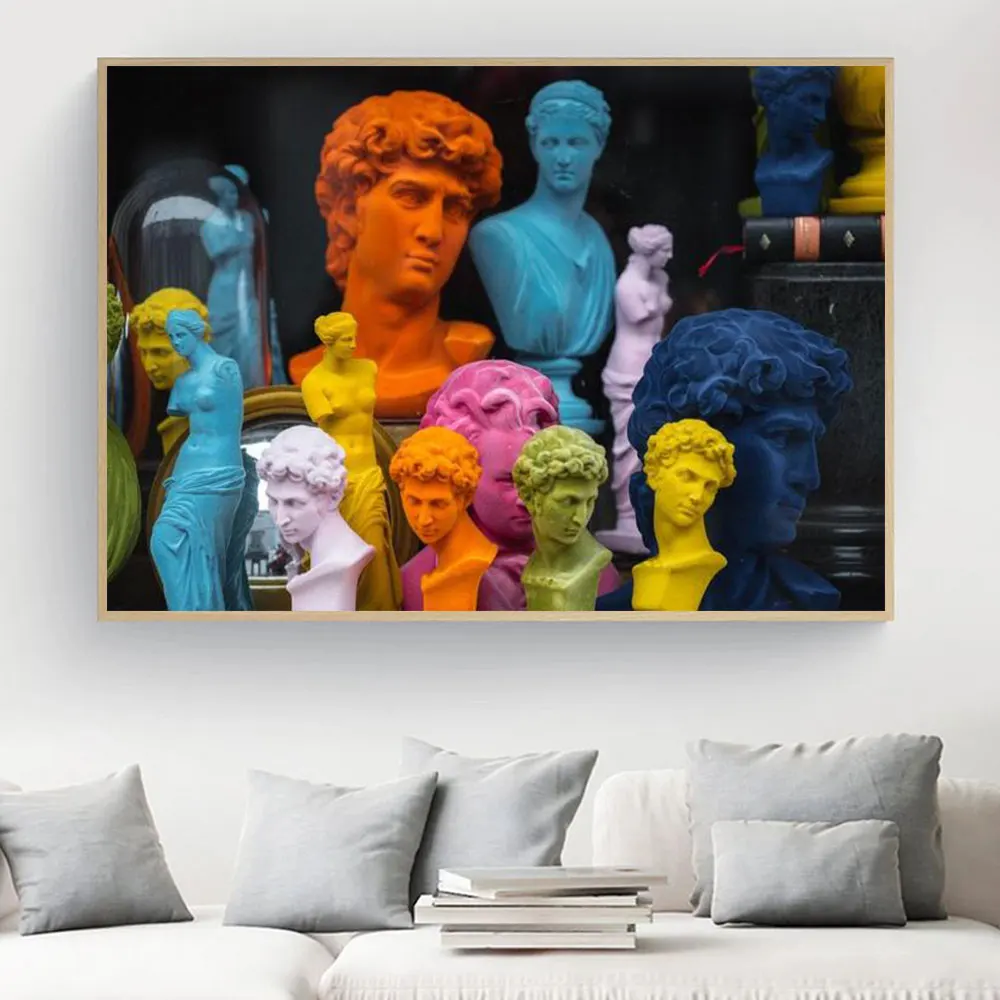 

Abstract David Venus Sculpture Canvas Painting Wall Art Colorful Posters and Prints Pictures for Living Home Decoration Cuadros