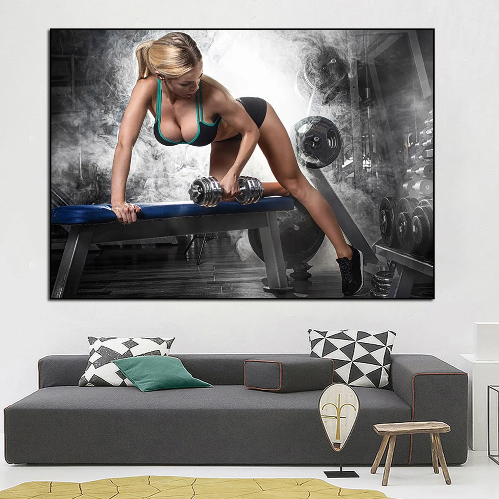 

Club Wall Art Decor Sexy Girl Fitness Sports Poster Modern Gym Motivational Bodybuilding Painting Living Room Home Decoration