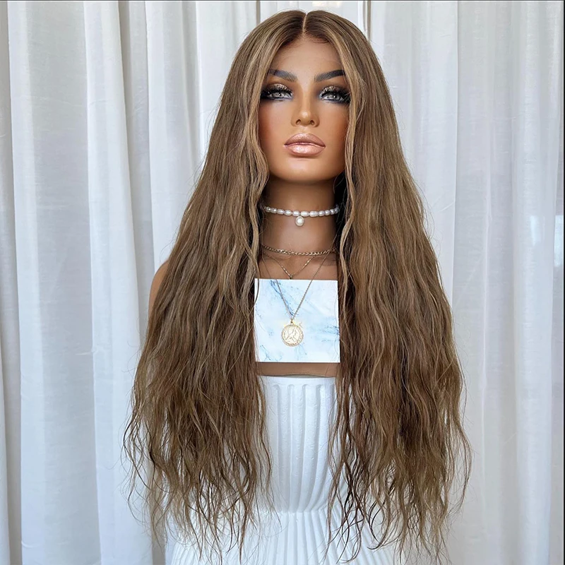 Синтетические волосы светлый парик натуральные объемные волны кружевные