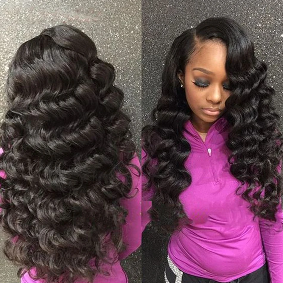 

12A Loose Wave Bundles Add Frontal Brazilian Hair Bundles with Top Closure Remy Loose Deep Human Hair Bundles with Frontal 13X4