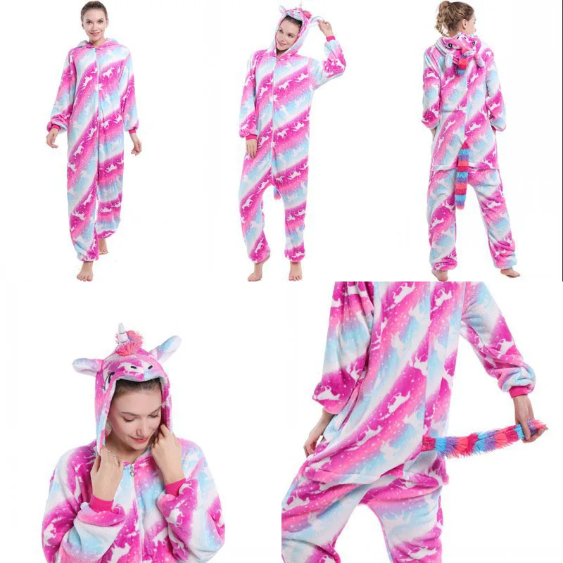 Family Kigurumi Pajamas Pink Dinosaur Animal Onesie Cosplay Costume Pajamas For Kids and Adults With Slippers
