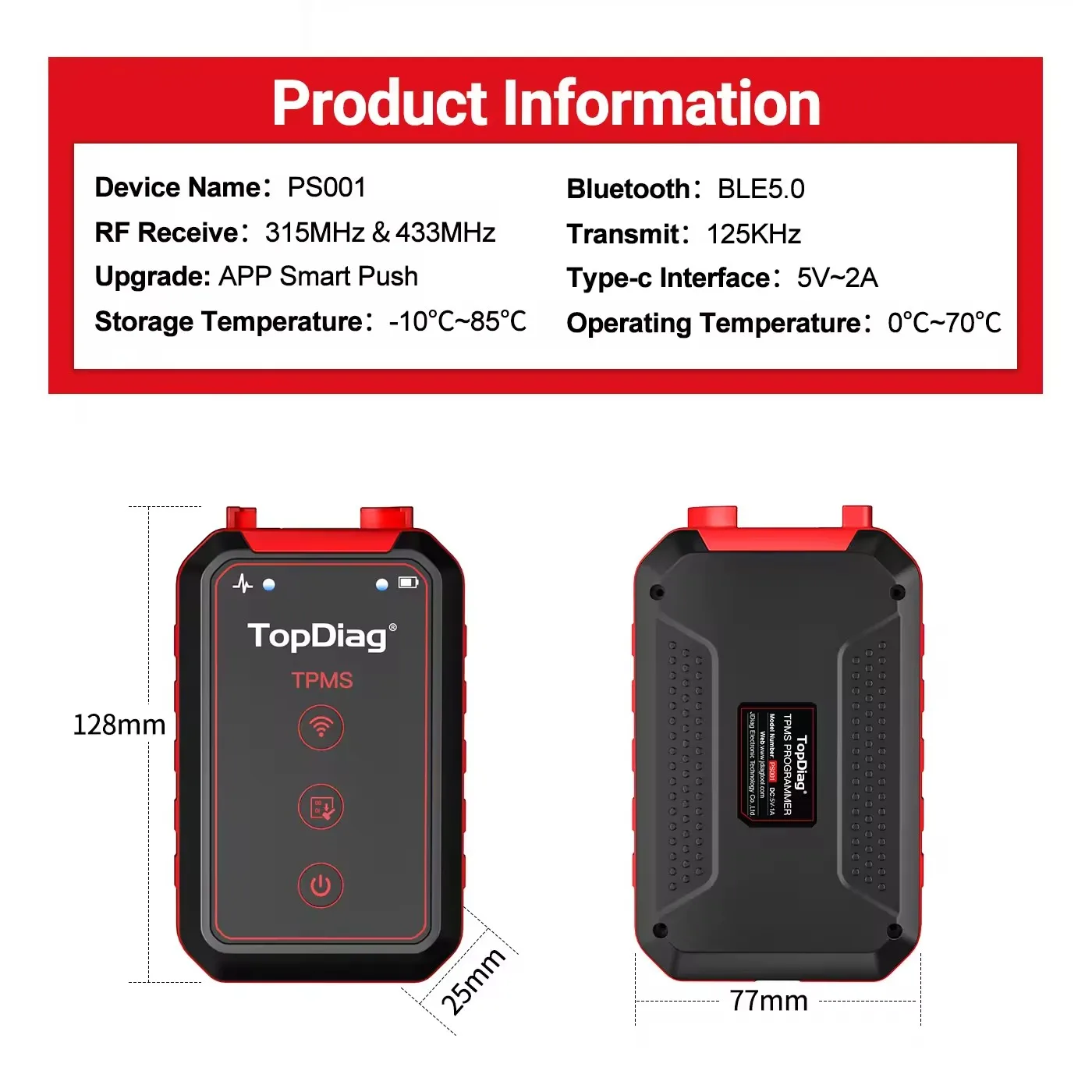 TopDiag PS001 Автомобильный TPMS диагностический сервисный инструмент Активация датчиков высвобождения Программа TPMS OBDII Комплект Инструмент для соответствия давления в шинах (art.: 3920cb5d9fefd) - 3920cb5d9fefd