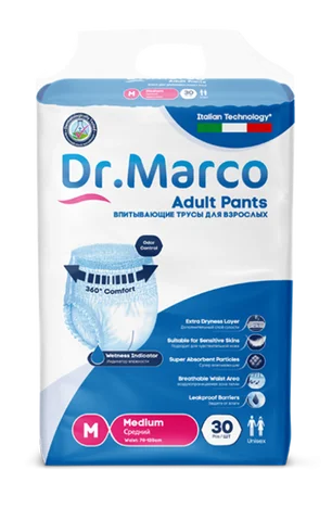 Подгузники-трусики для взрослых Dr. Marco M30, размер M (талия 70-120 см), 30 шт.